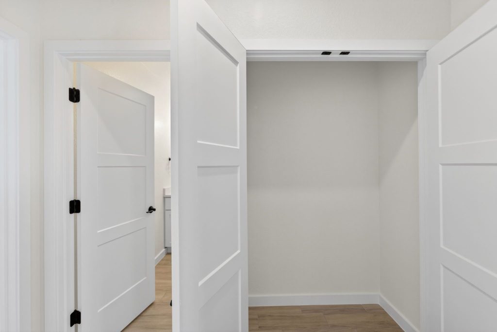 Walk-in closet in a completed AM Homes build